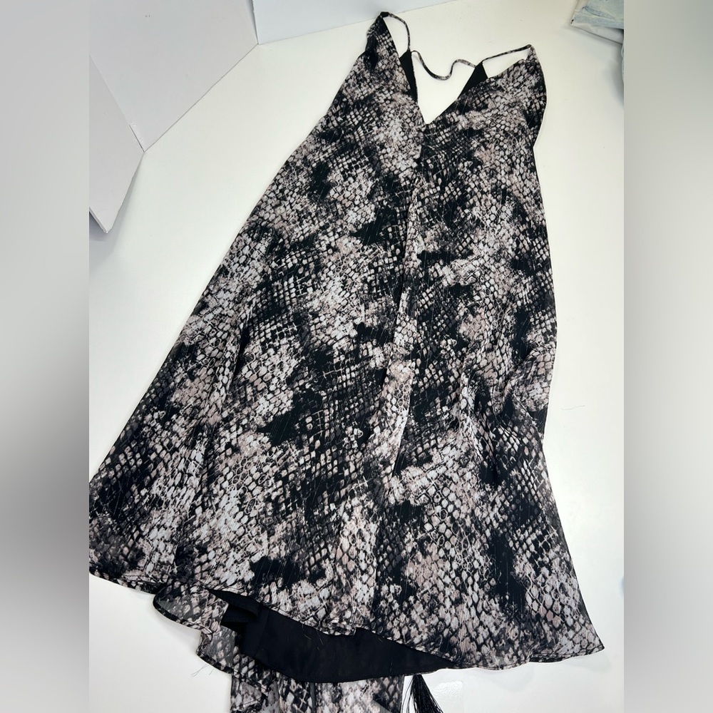 TopShop Metallic Snakeskin Print Belted Dress Size 6 - Picture 5 of 10